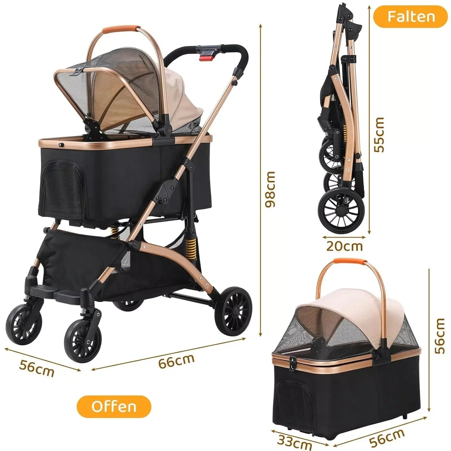 Foldable Dog Stroller by NoEnName for Easy Transport