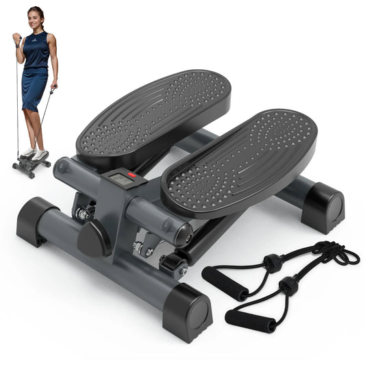 LeikeFitness Mini Stair Stepper with Digital Monitor and Bands