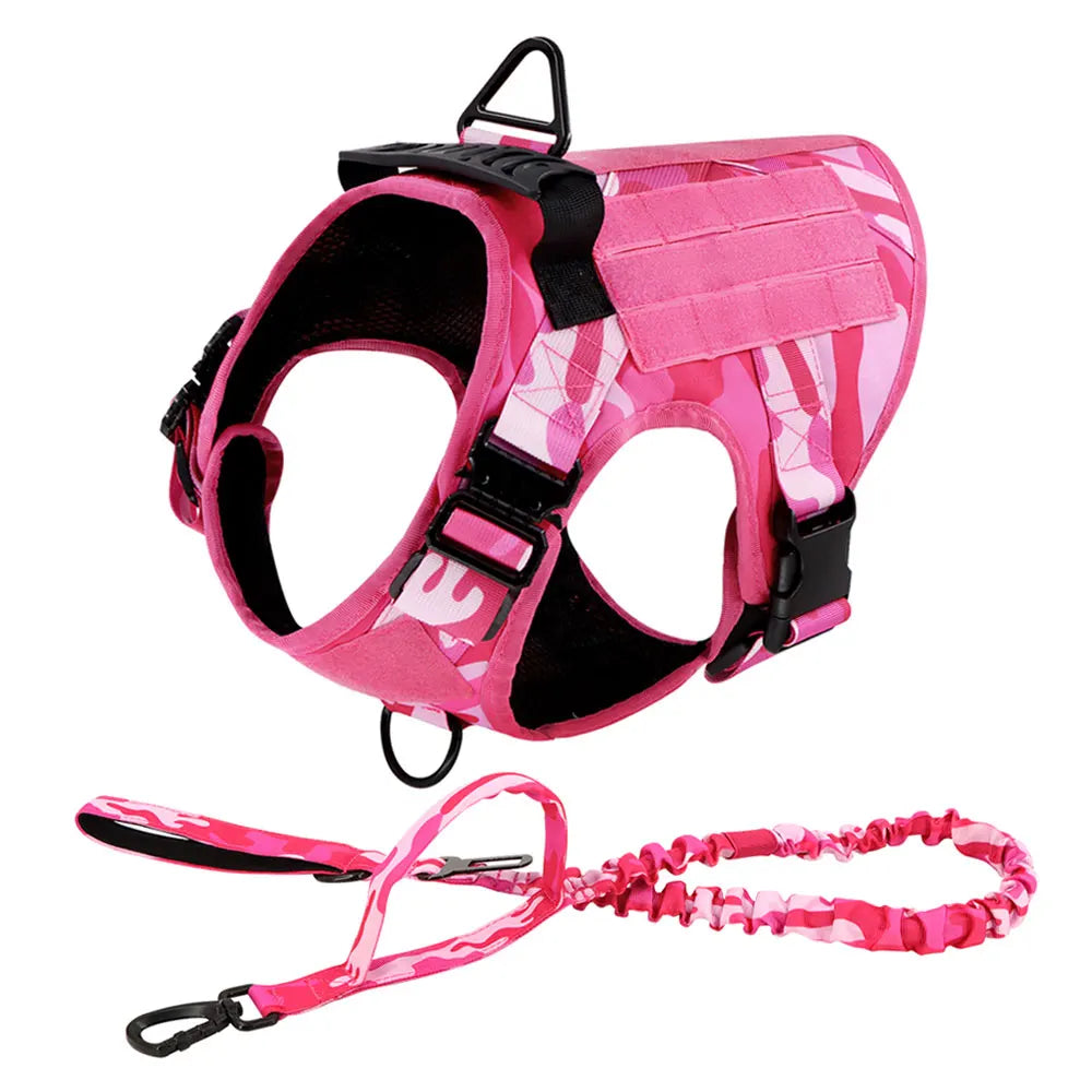 Petravel Military Pink Camouflage Dog Harness for Training