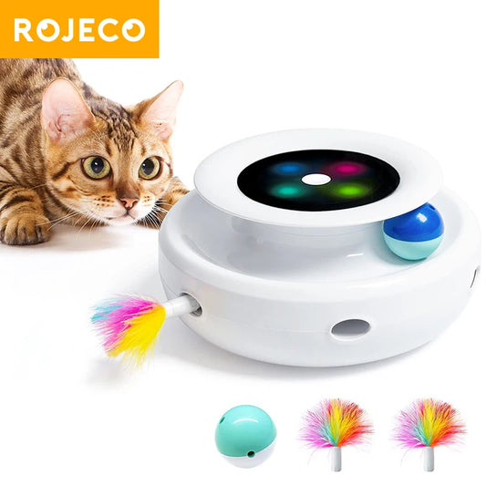 ROJECO 2 in 1 Smart Cat Toy Interactive Fun Ball Set