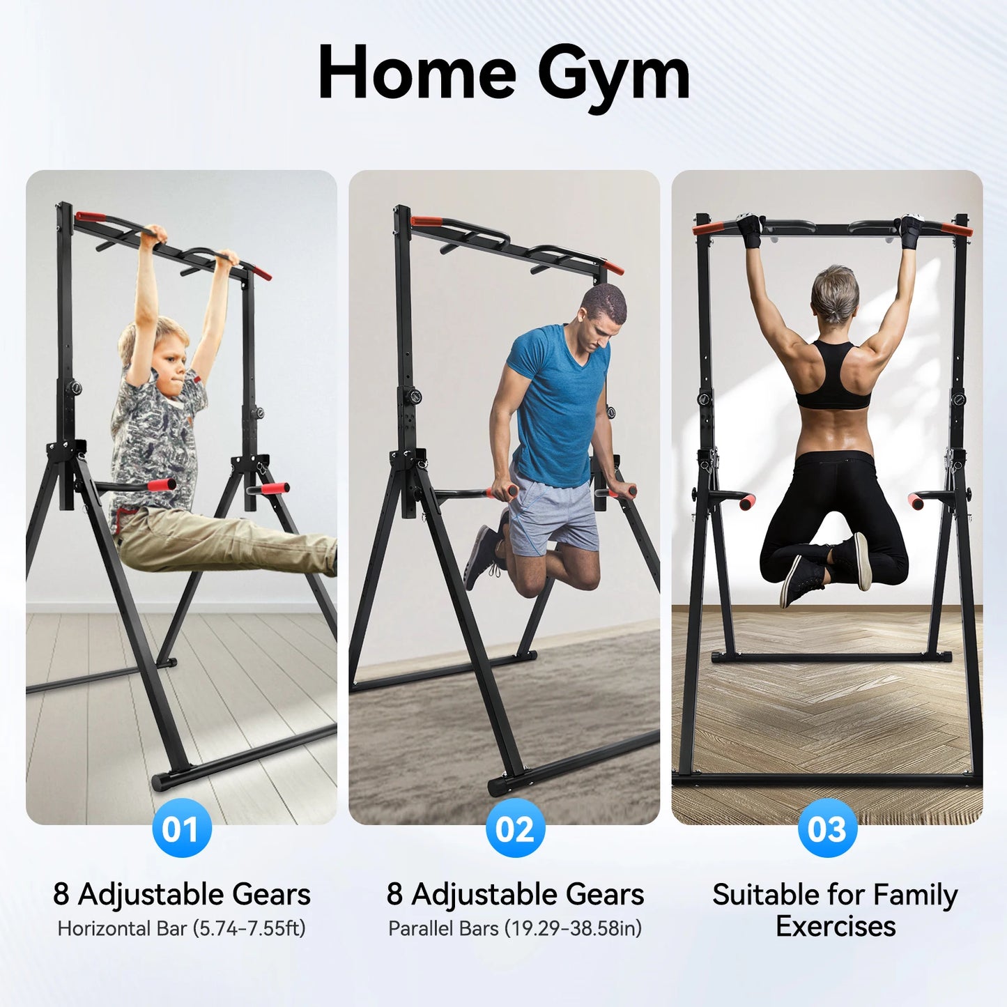 Foldable Adjustable Pull Up Bar Triangular Home Gym Station