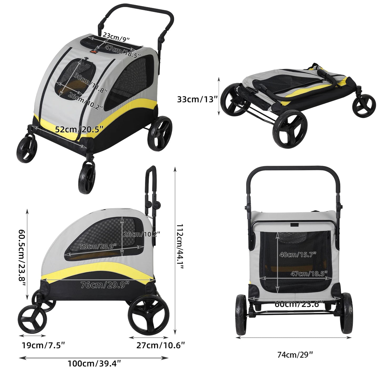 Premium Dog Stroller Pram by NoEnName for All Breeds