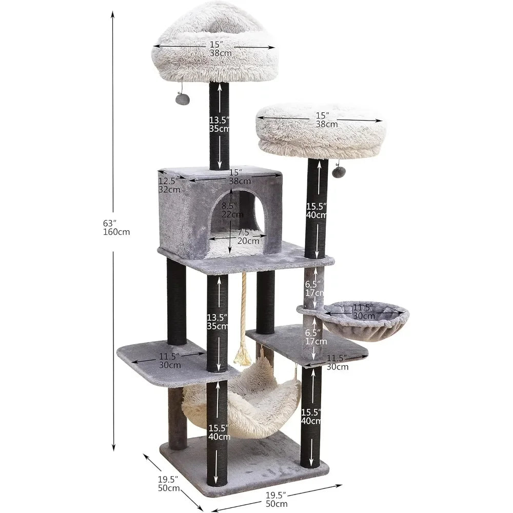 Huanzhuang Babylon Cat Tree with Hammock and Scratching Post