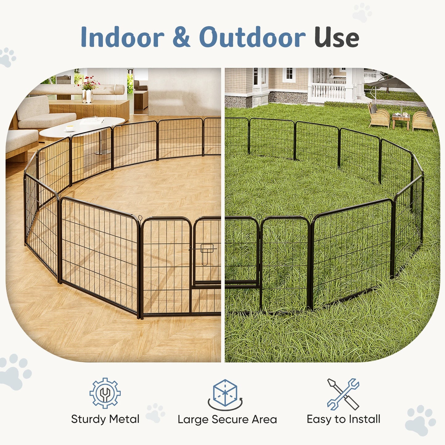 JHK Heavy Duty Dog Playpen Indoor Outdoor Pet Fence