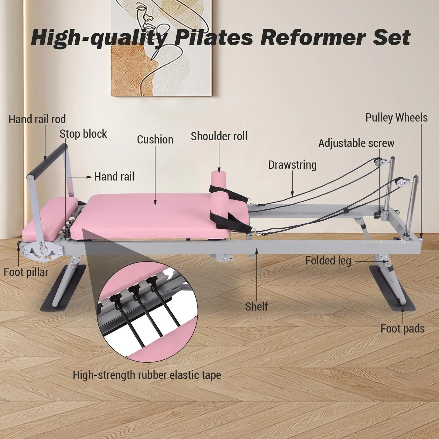 Studyset Pilates Reformer Foldable Home Gym Machine