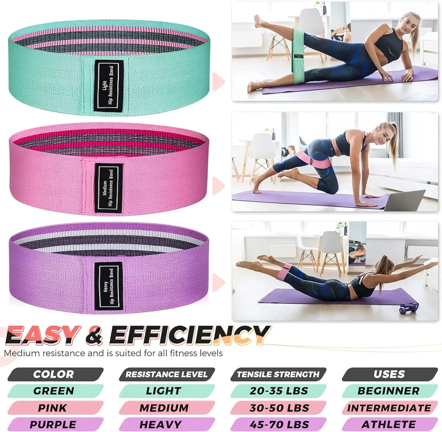 Fabric Resistance Hip Booty Bands for Fitness by NoEnName