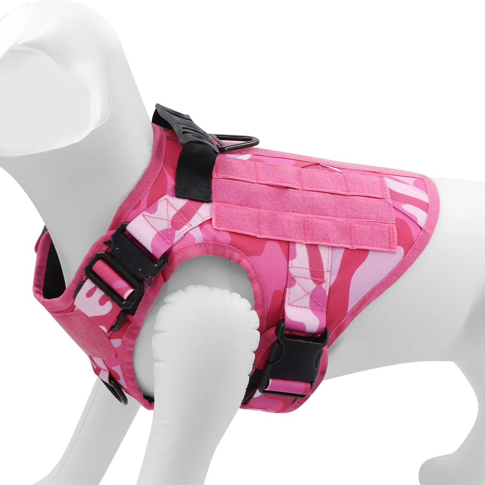 Petravel Military Pink Camouflage Dog Harness for Training