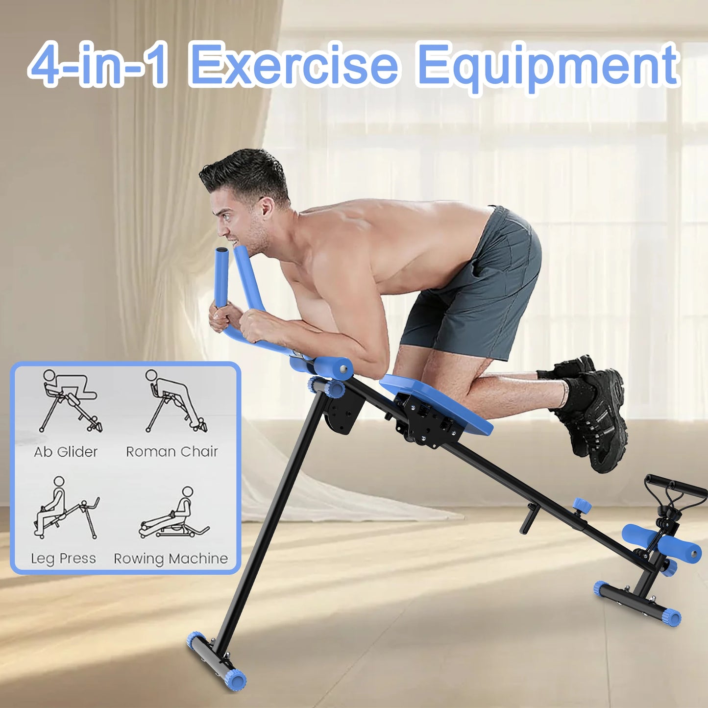 Exerciser 4-In-1 Ab Workout Machine Rowing Leg Press
